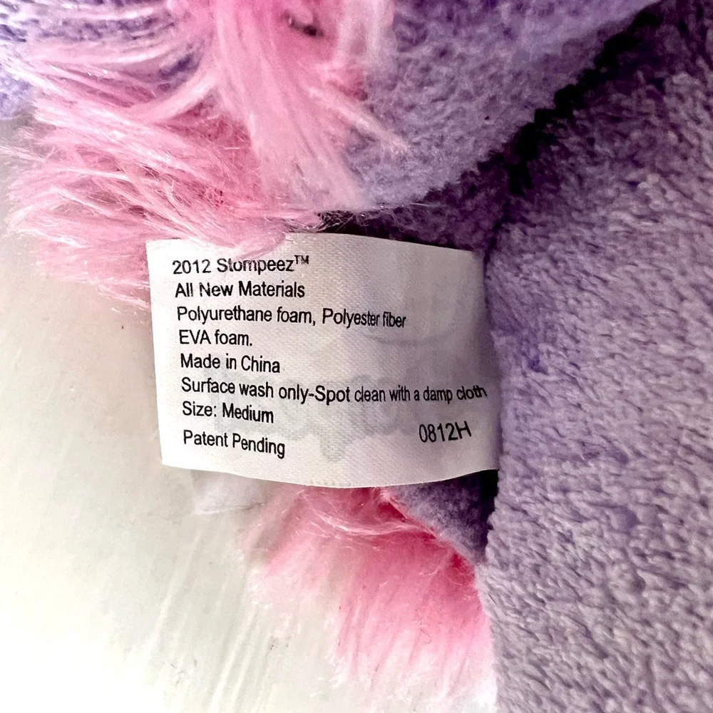 Stompeez Kids Unicorn Slippers Purple & Pink Size Medium Plush Slipper Shoes